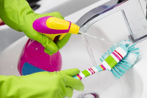 Safety-focused carpet cleaning procedure with protective measures and equipment